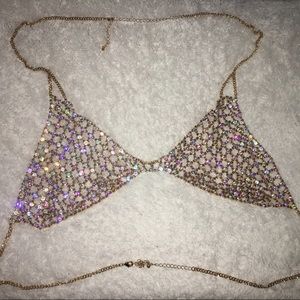 Gold Rhinestone Bralette Body Chain